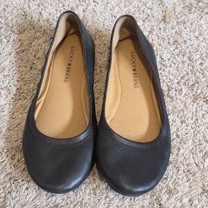 Lucky Brand Elainy Black Leather Flats 8M